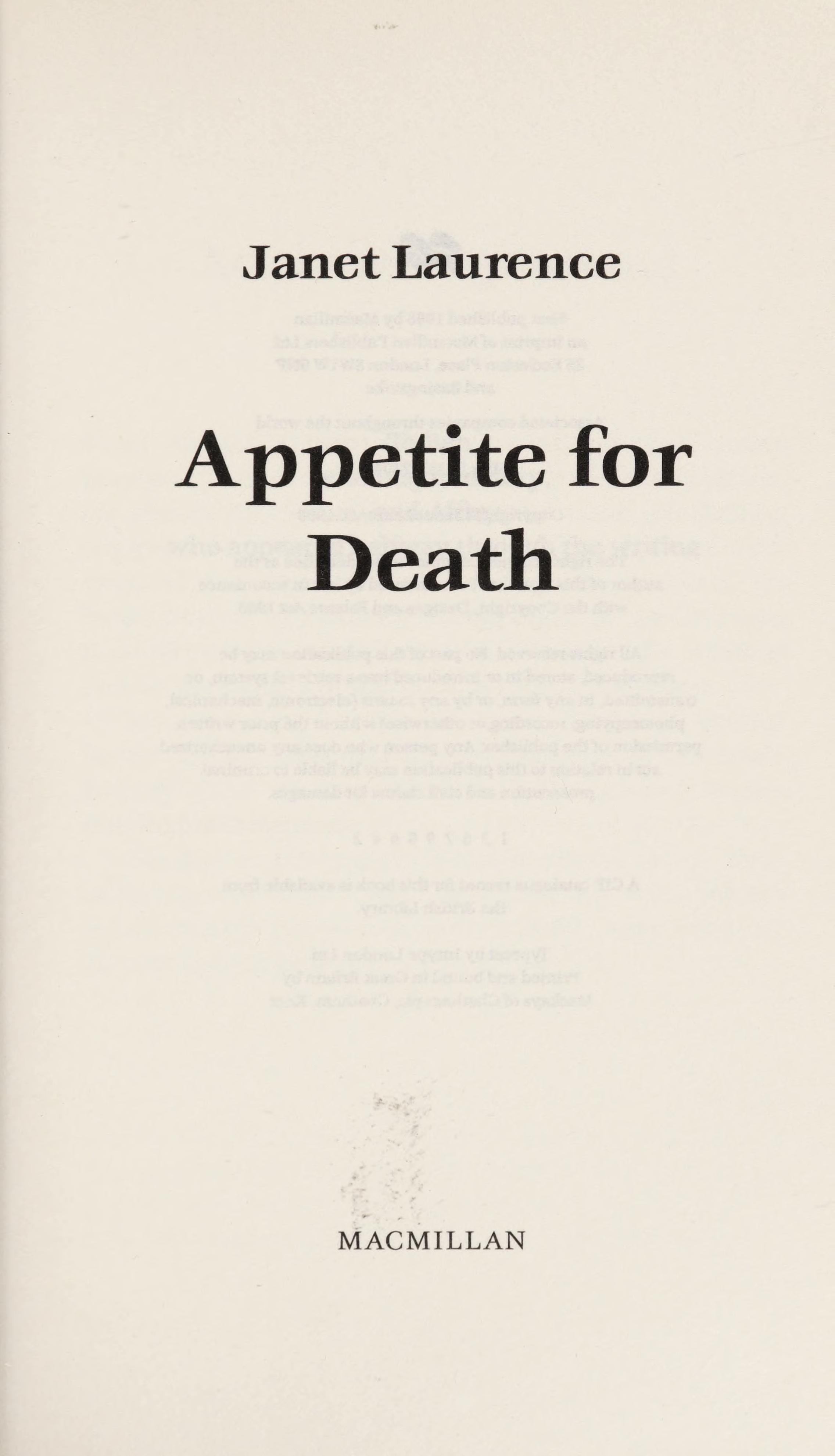 Appetite for Death - 1st Edition/1st Printing