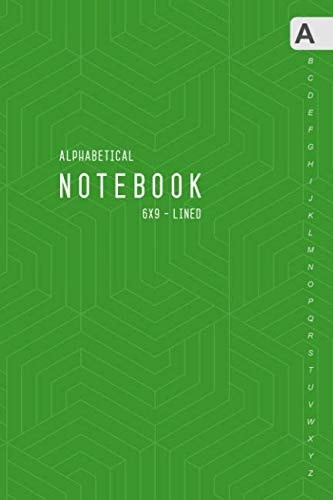 Alphabetical Notebook 6x9: Medium Lined-Journal Organizer with A-Z Tabs Printed | Geometric 3D-Square Design Green