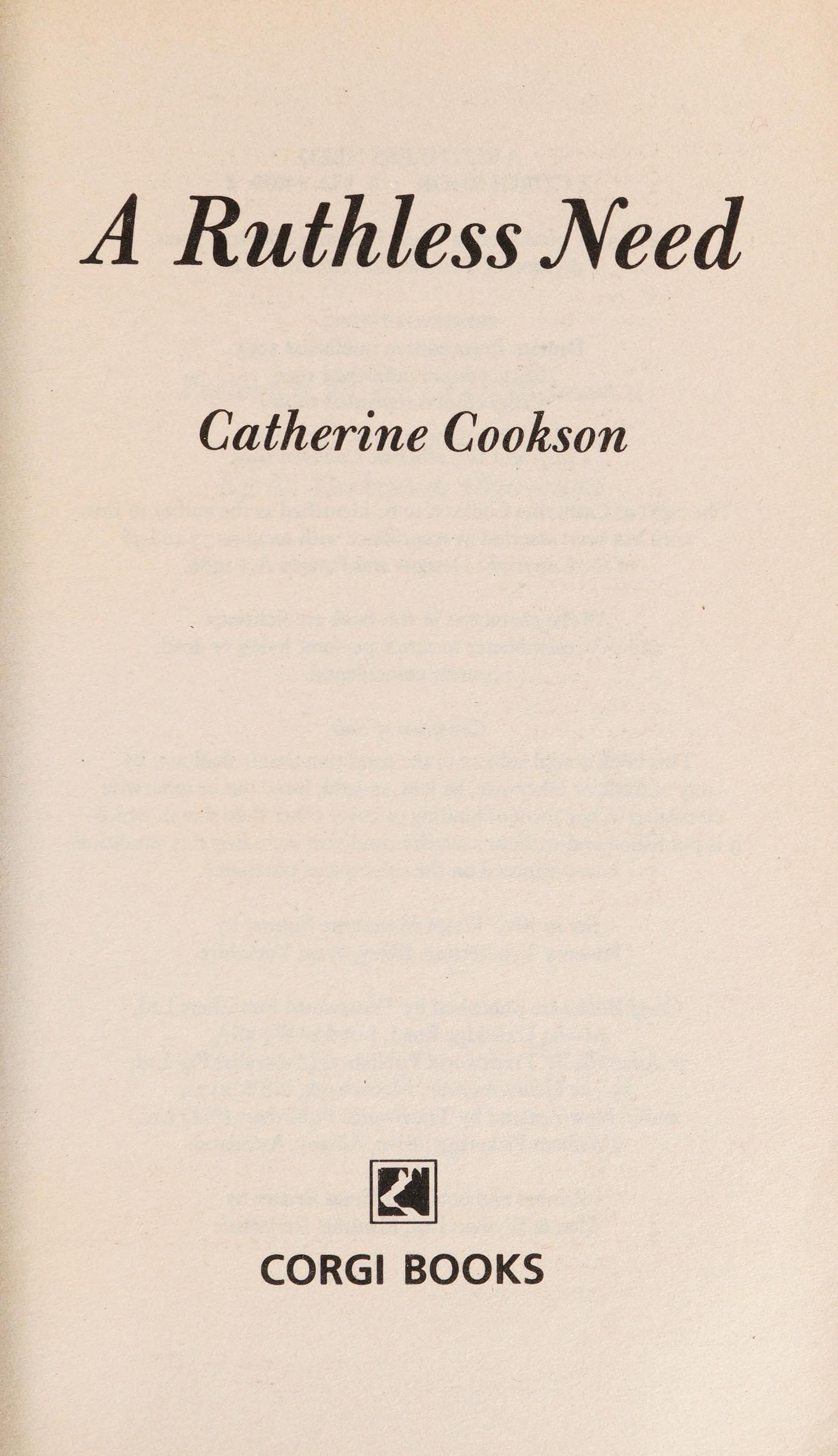 ARuthless Need by Cookson, Catherine ( Author ) ON Mar-01-1996, Paperback