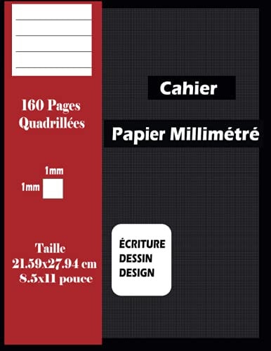 CAHIER PAPIER MILLIMÉTRÉ: PAPIER QUADRILLÉ, TRÈS PETITS CARREAUX (1x1mm), 160 PAGES. (French Edition)