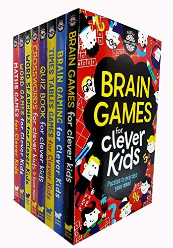 Clever Kids Brain Games 8 Books Collection Set (Brain Games,Wordsearches ,Crosswords,Quiz Book,Maths Games,Brain Gaming,Times Tables Games,Word Games)