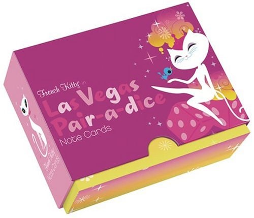 French Kitty in Las Vegas Pair-a-Dice: Upright Note Cards