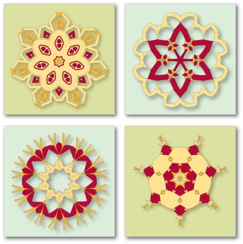 Boxed Holiday Greeting Card Set - Festive Stars in Pastel Colors (8 Cards)