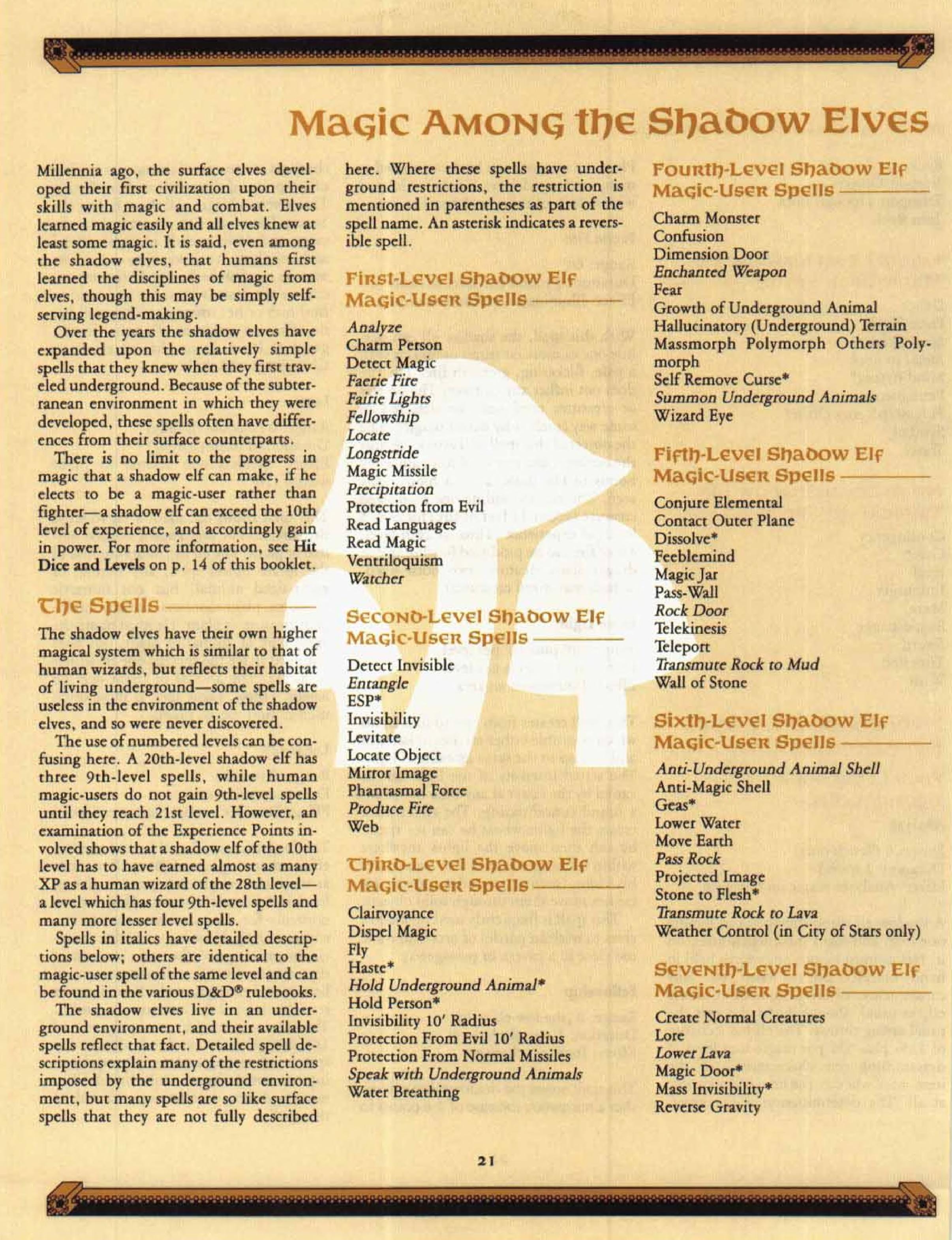 Gazetteer: The Shadow Elves (Dungeons and Dragons/Gaz 13)