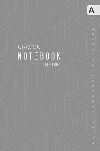 Alphabetical Notebook 6x9: Medium Lined-Journal Organizer with A-Z Tabs Printed | Geometric 3D-Square Design Gray
