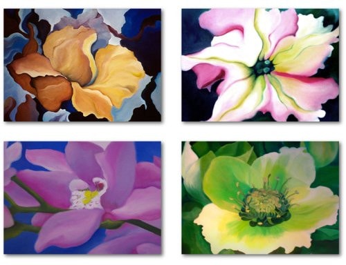 Boxed Greeting Card Set - Painted Flowers (16 Premium Cards)