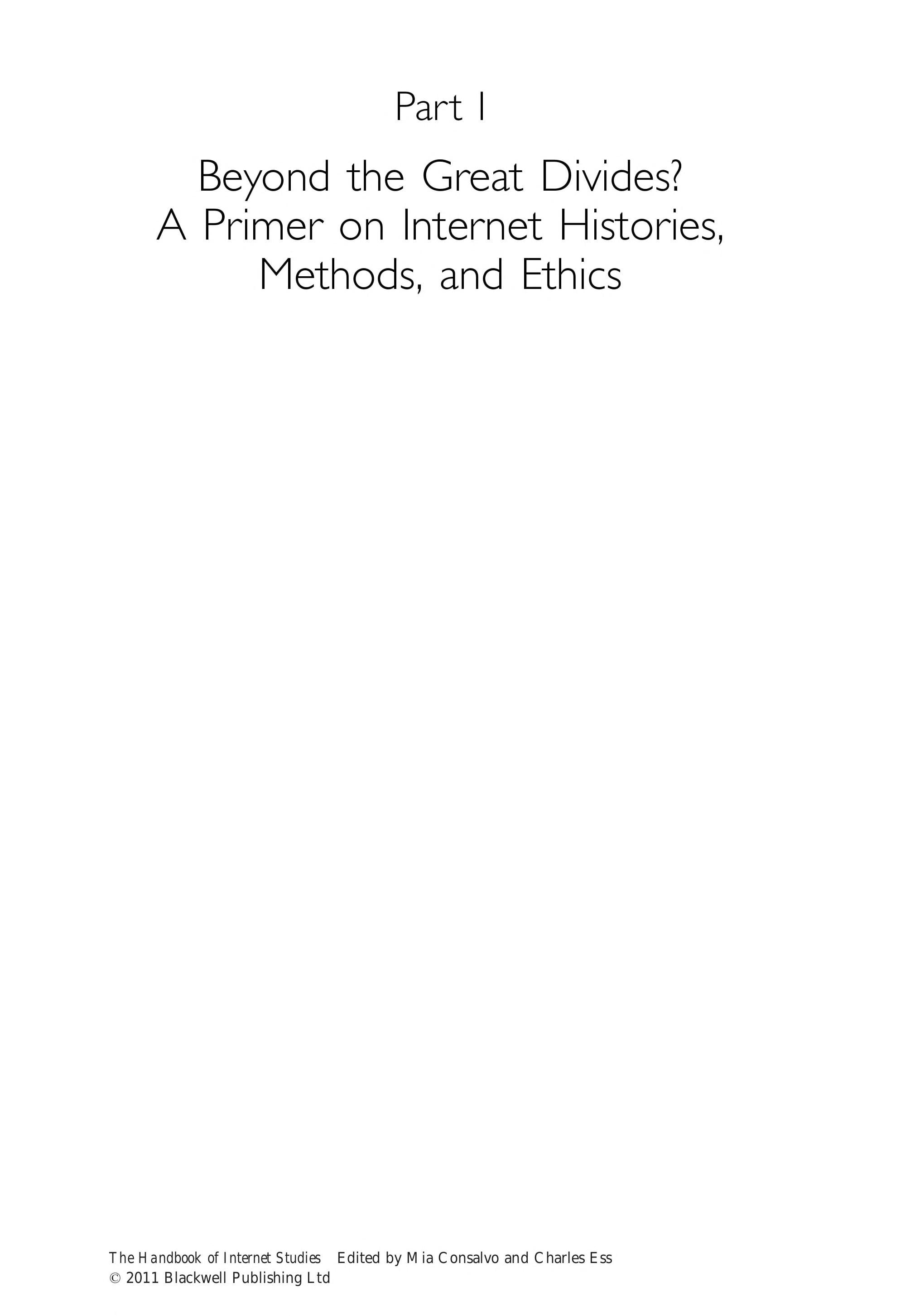 The Handbook of Internet Studies