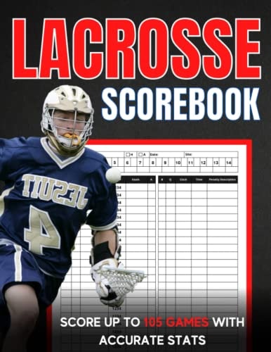 Lacrosse Scorebook: Lacrosse Score Sheets For Men And Women | Lacrosse Score Log Book Performance Tracking, lax Stat Log, Event Stats | Over 105 games | Large Print 8.5'' x 11'' inch
