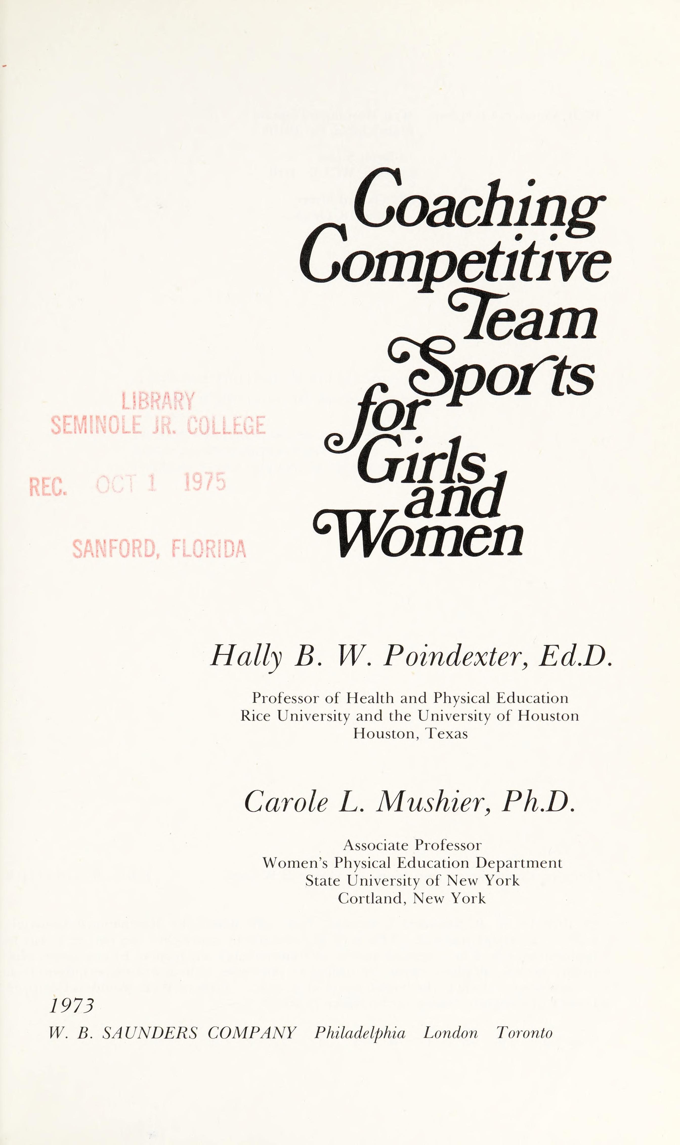 Coaching Competitive Team Sports for Girls and Women