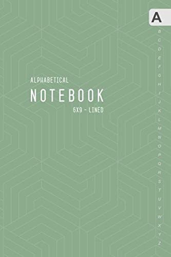 Alphabetical Notebook 6x9: Medium Lined-Journal Organizer with A-Z Tabs Printed | Geometric 3D-Square Design Dusty-Green