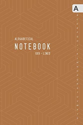 Alphabetical Notebook 6x9: Medium Lined-Journal Organizer with A-Z Tabs Printed | Geometric 3D-Square Design Brown
