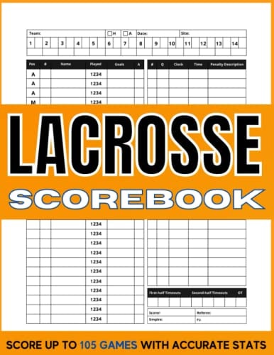 Lacrosse Scorebook: Lacrosse Score Sheets For Men And Women | Lacrosse Score Log Book Performance Tracking, lax Stat Log, Event Stats | Over 105 games | Large Print 8.5'' x 11'' in